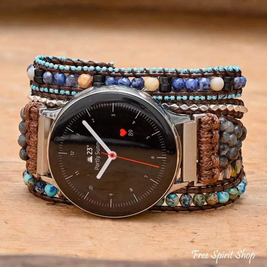 Natural Labradorite & Blue Jasper Samsung / Garmin Watch Band