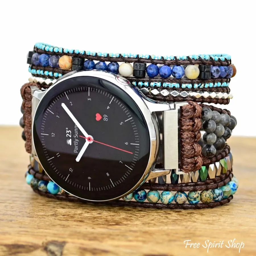 Natural Labradorite & Blue Jasper Samsung / Garmin Watch Band