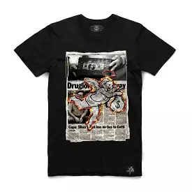 NEWSPAPER BURNING ANGEL TEE BLACK