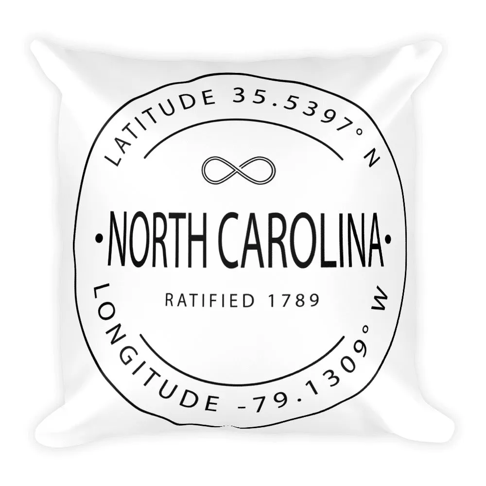 North Carolina - Throw Pillow - Latitude & Longitude