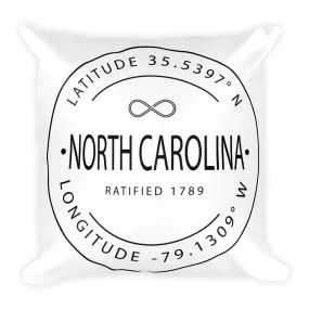 North Carolina - Throw Pillow - Latitude & Longitude