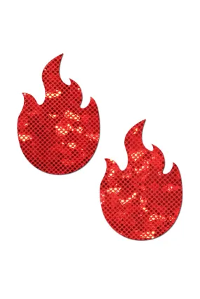 Pastease Flame Nipple Pasties - Red Glitter Disco Ball