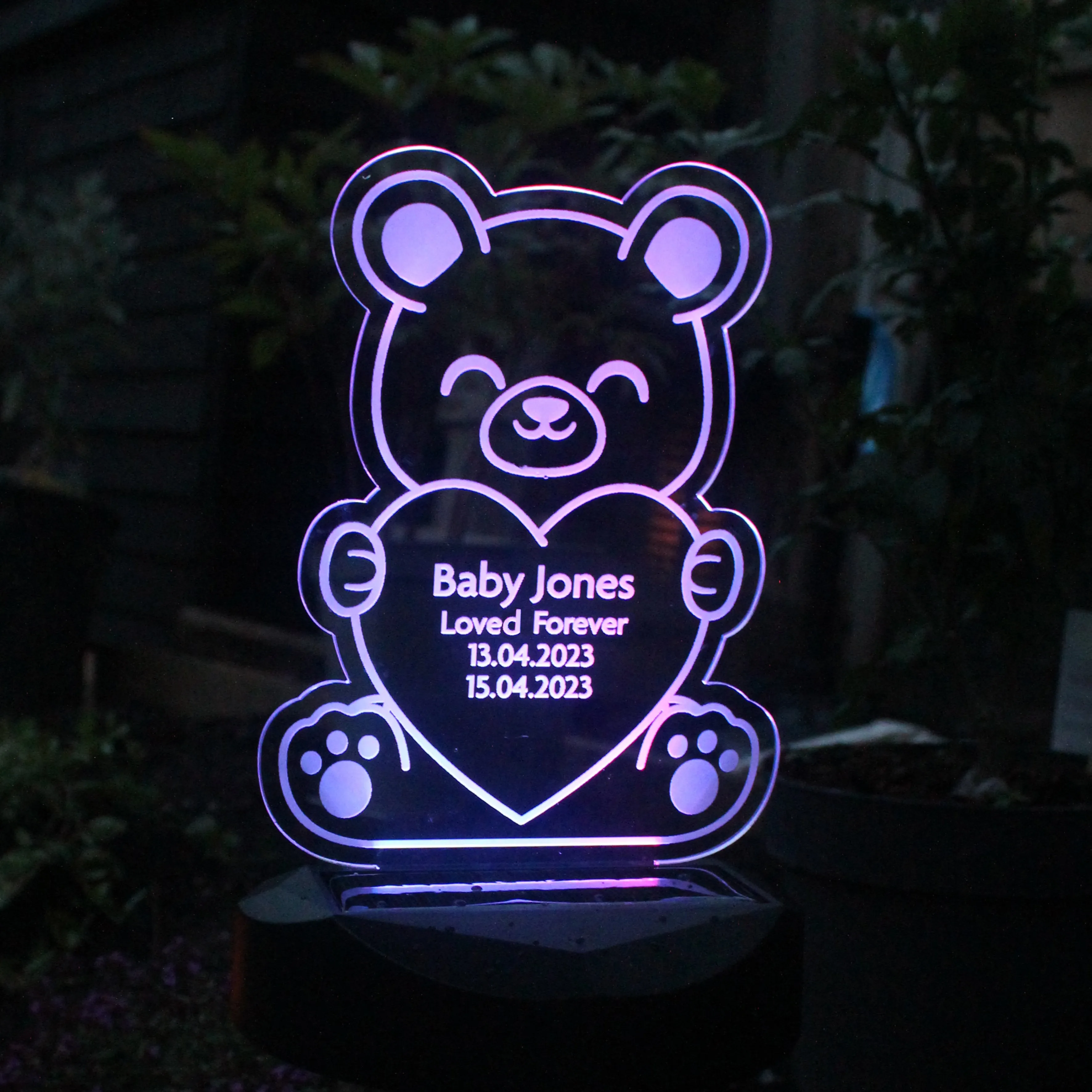 Personalised Bear Memorial Outdoor Solar Light