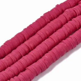 Polymer Clay Beads, Fimo, Katsuki, Heishi, Flat, Round, Cerise, 6mm