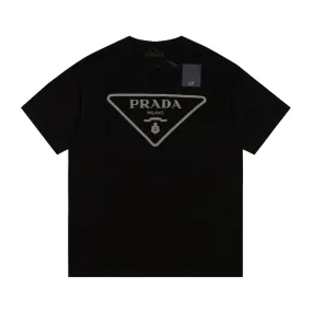 Prada 23SS Classic Triangle Logo Short Sleeve T-Shirt Black 7.11