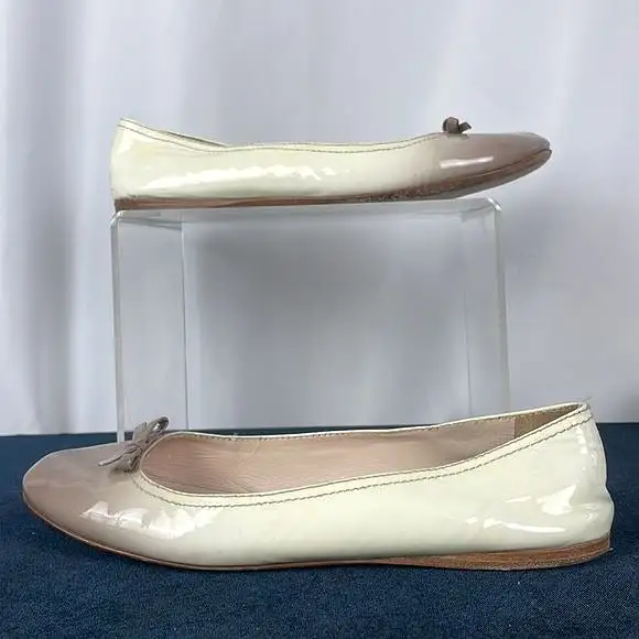 PradaCreamTan Ombré Patent Flats