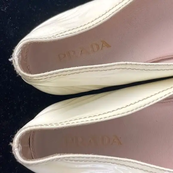 PradaCreamTan Ombré Patent Flats