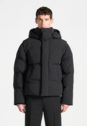 Puffer Jacket With Removable Sleeves - Black