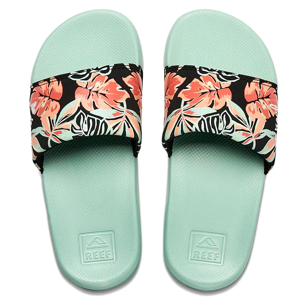 Reef Kid's One Slide Flip Flop - Mint Monstera