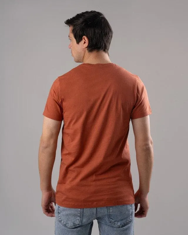 ROUND NECK PRINTED T-SHIRT - HAVANE