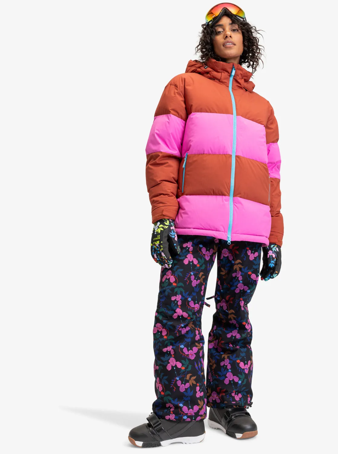 ROWLEY X ROXY Block Puffer Technical Snow Jacket - Burnt Henna