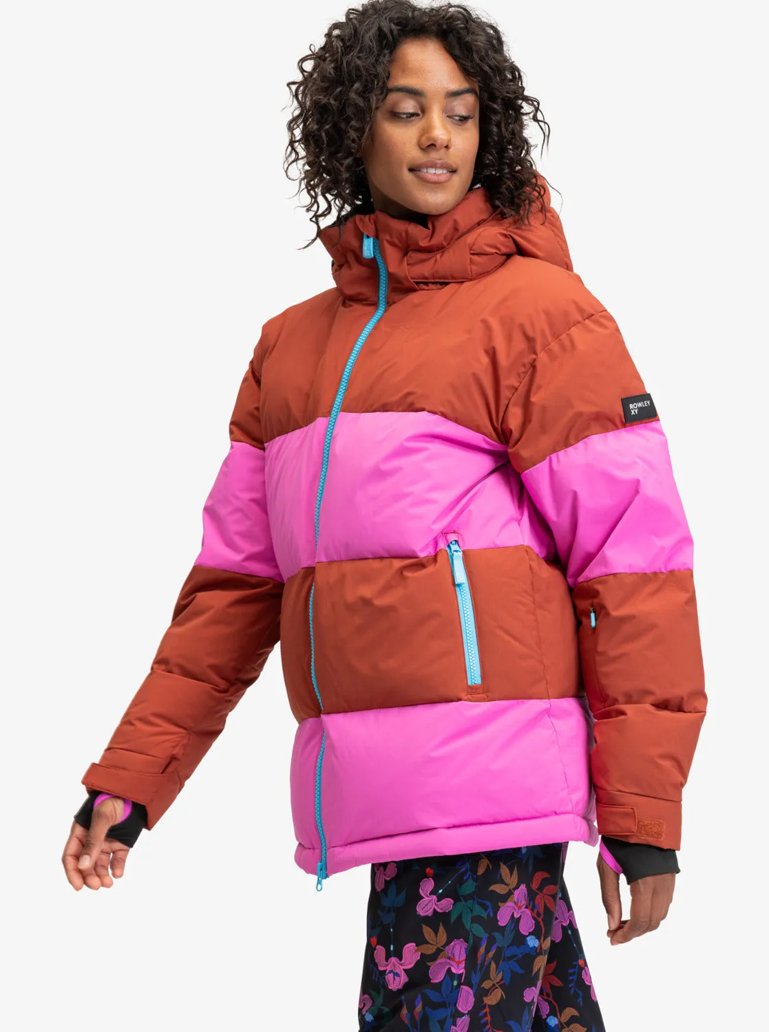 ROWLEY X ROXY Block Puffer Technical Snow Jacket - Burnt Henna