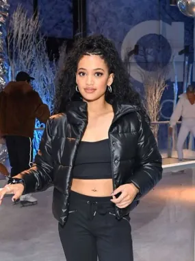 Samantha Logan Black Puffer Jacket - New American Jackets