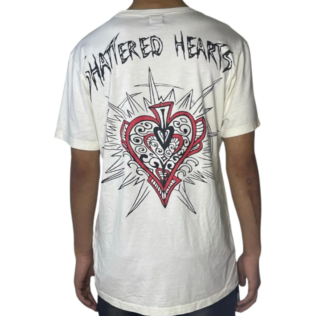 Shattered Hearts Ace Off White Tee