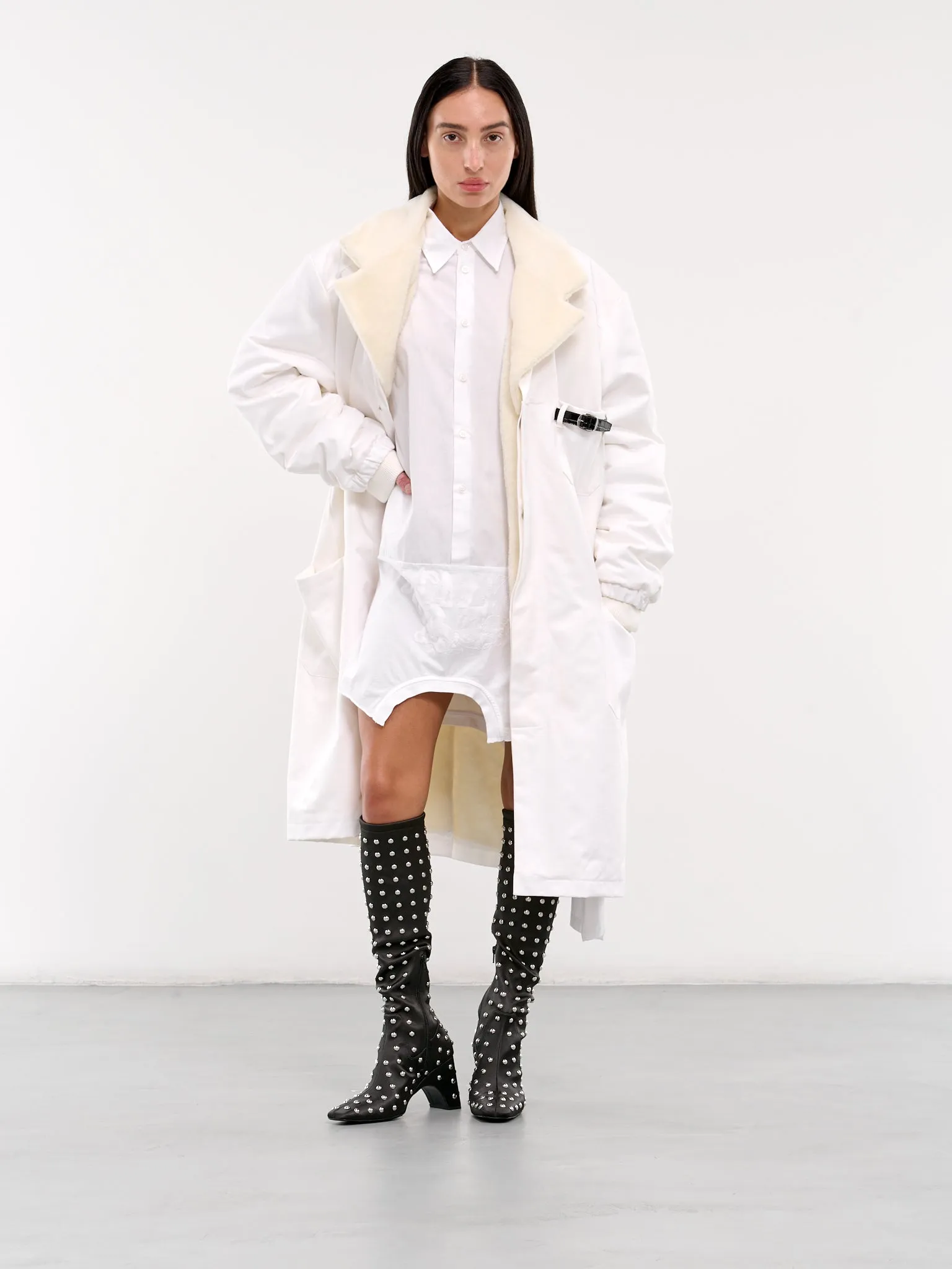 Shearling Lab Coat (COPOW22F2003-WHITE)