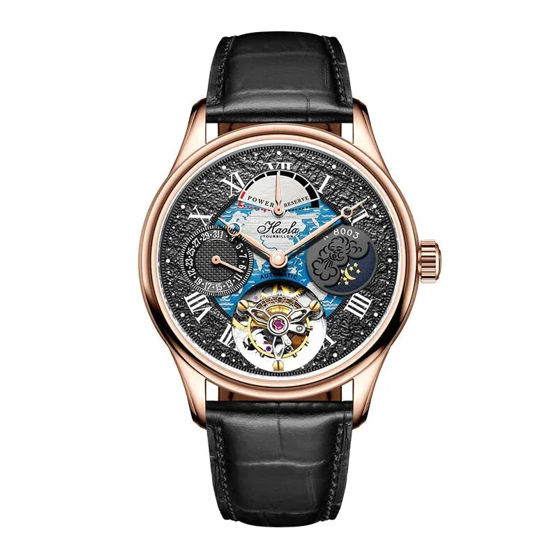 Skeleton Flying Tourbillon Automatic Mechanical Waterproof Business Watch for Men