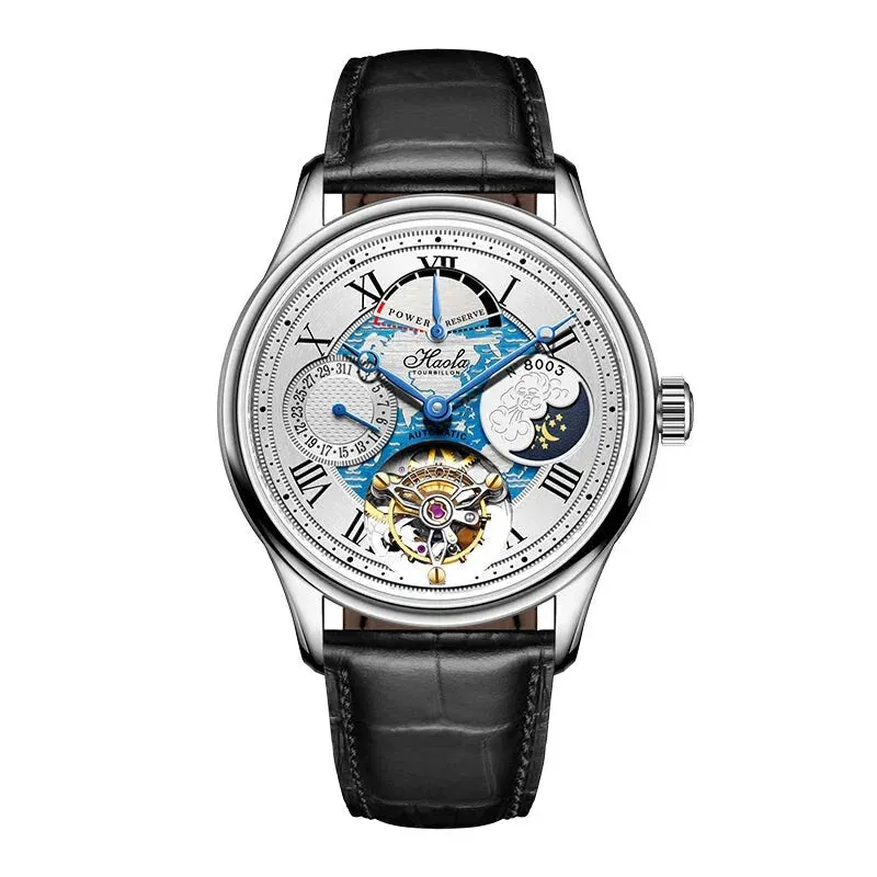 Skeleton Flying Tourbillon Automatic Mechanical Waterproof Business Watch for Men