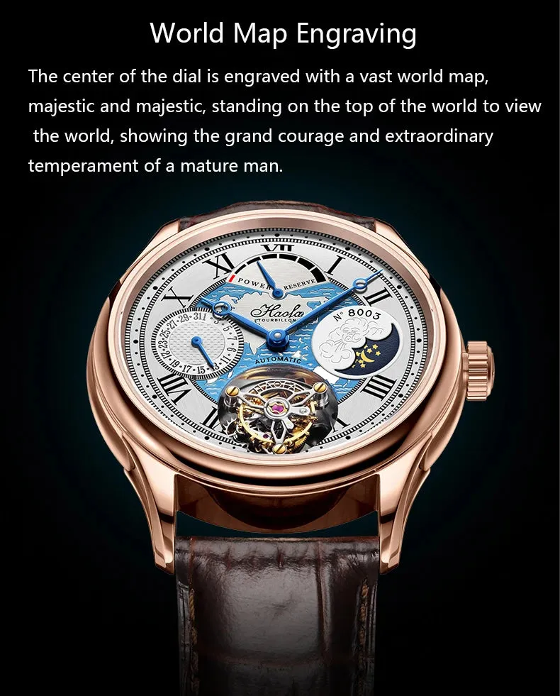 Skeleton Flying Tourbillon Automatic Mechanical Waterproof Business Watch for Men