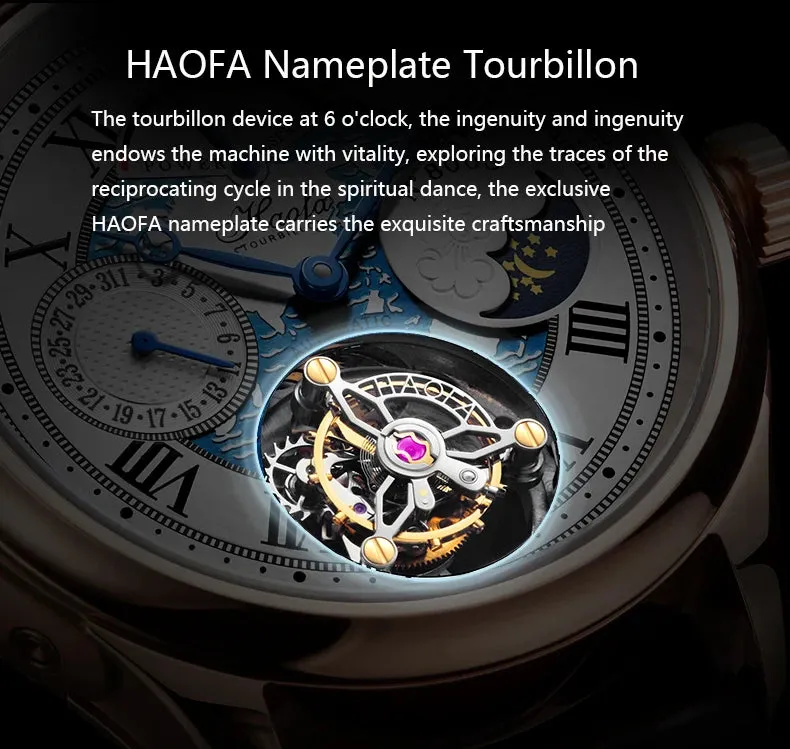 Skeleton Flying Tourbillon Automatic Mechanical Waterproof Business Watch for Men