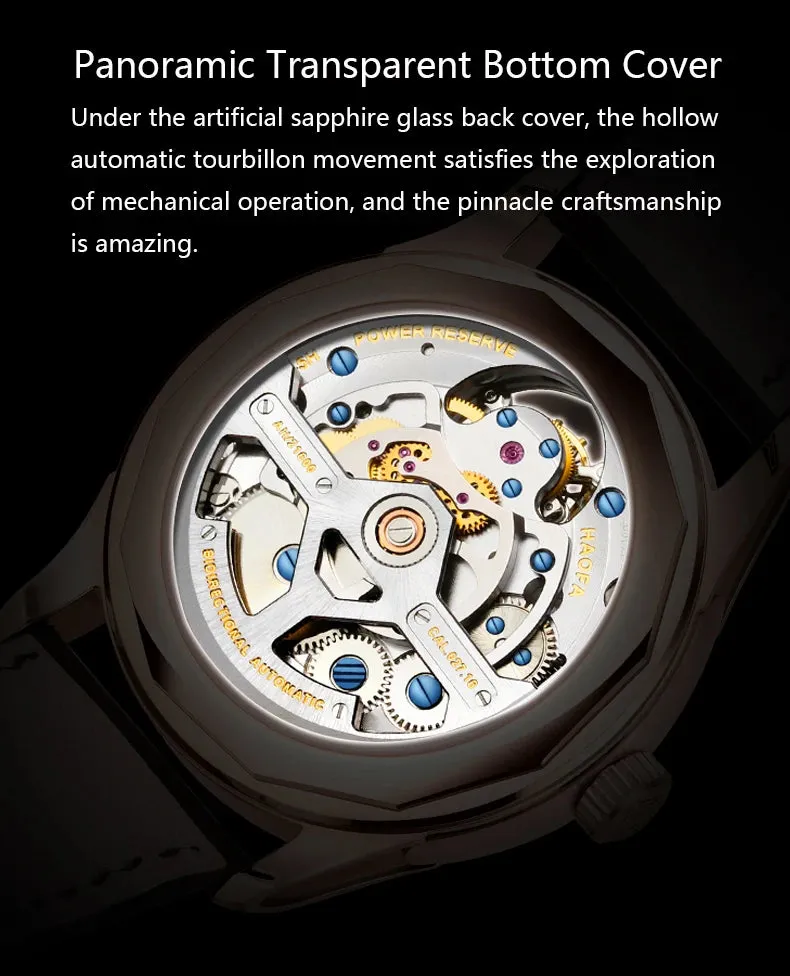 Skeleton Flying Tourbillon Automatic Mechanical Waterproof Business Watch for Men