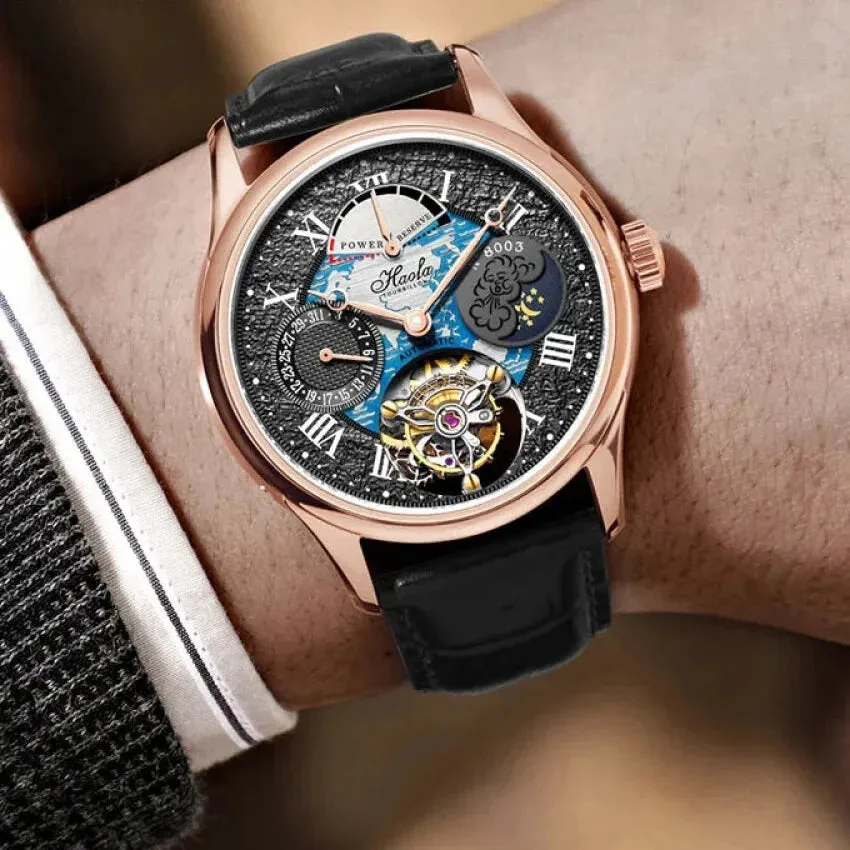 Skeleton Flying Tourbillon Automatic Mechanical Waterproof Business Watch for Men