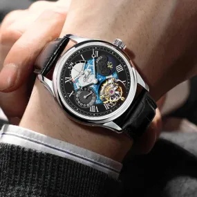 Skeleton Flying Tourbillon Automatic Mechanical Waterproof Business Watch for Men