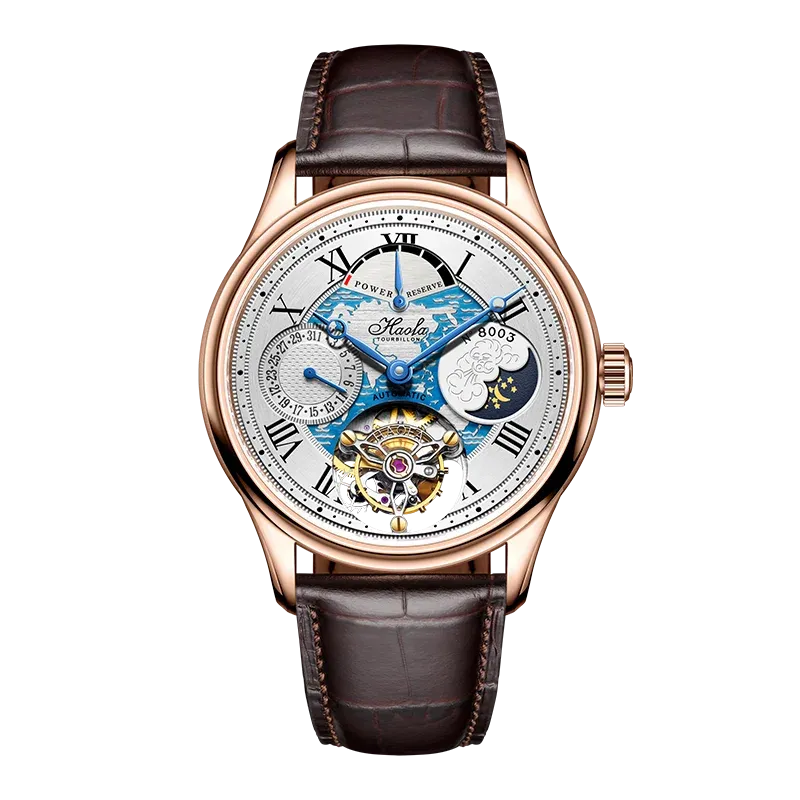 Skeleton Flying Tourbillon Automatic Mechanical Waterproof Business Watch for Men