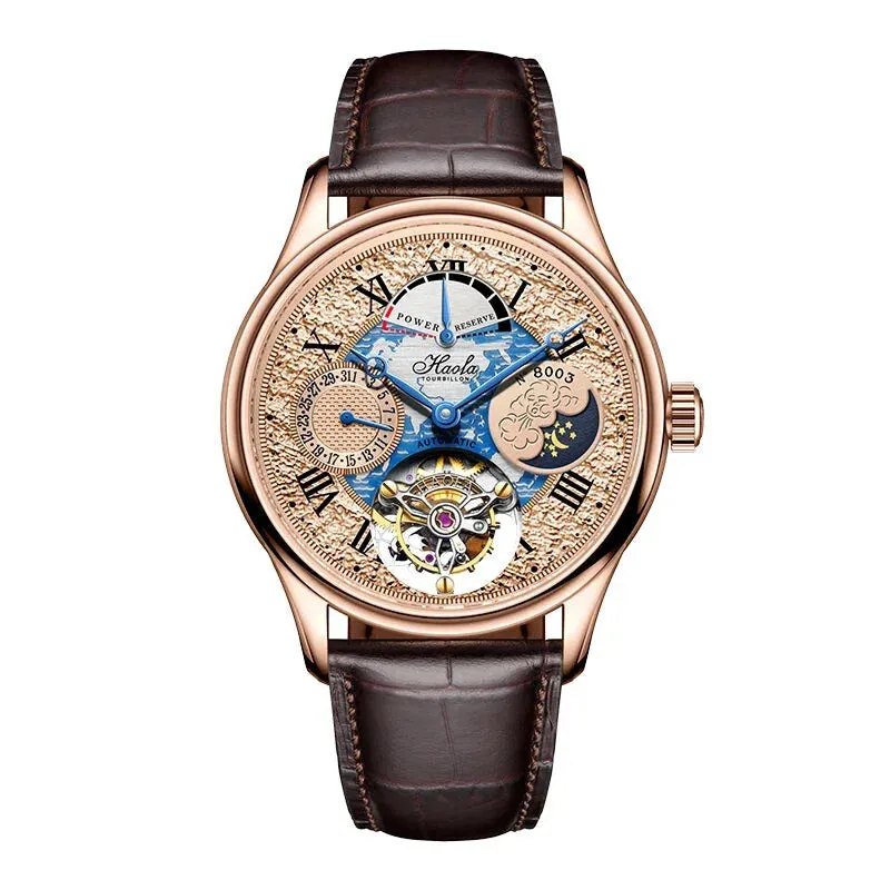 Skeleton Flying Tourbillon Automatic Mechanical Waterproof Business Watch for Men