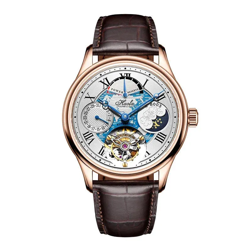 Skeleton Flying Tourbillon Automatic Mechanical Waterproof Business Watch for Men