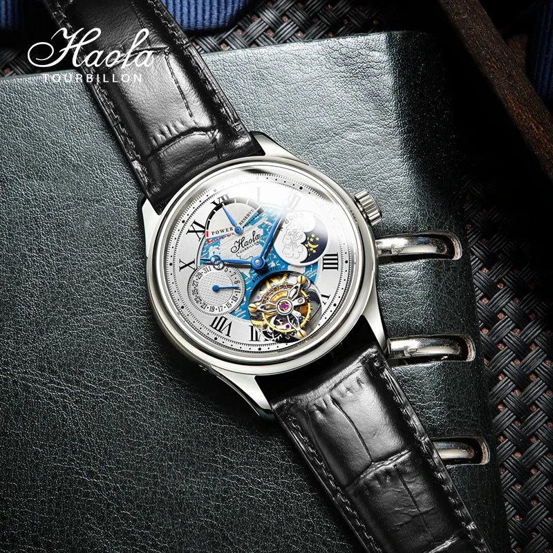 Skeleton Flying Tourbillon Automatic Mechanical Waterproof Business Watch for Men