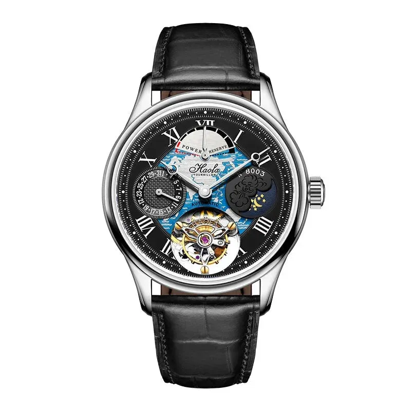 Skeleton Flying Tourbillon Automatic Mechanical Waterproof Business Watch for Men