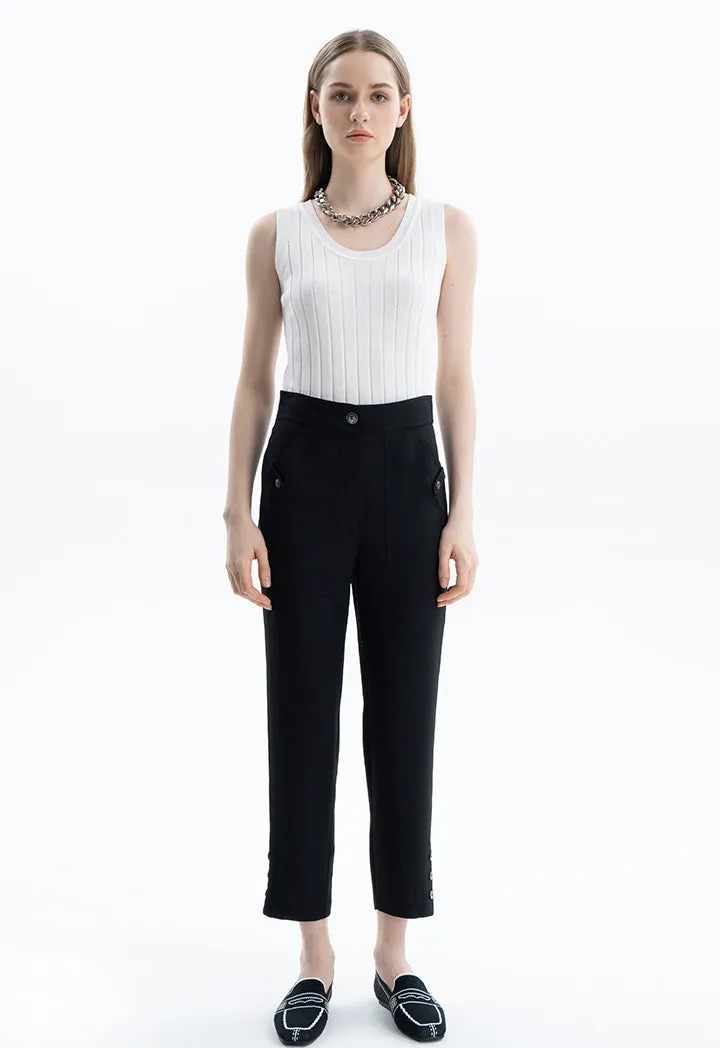 Solid Trouser With Buttoned Details