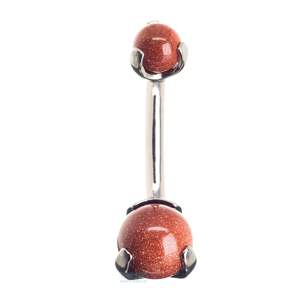 Stone Ball Navel Curve in Prong Setting