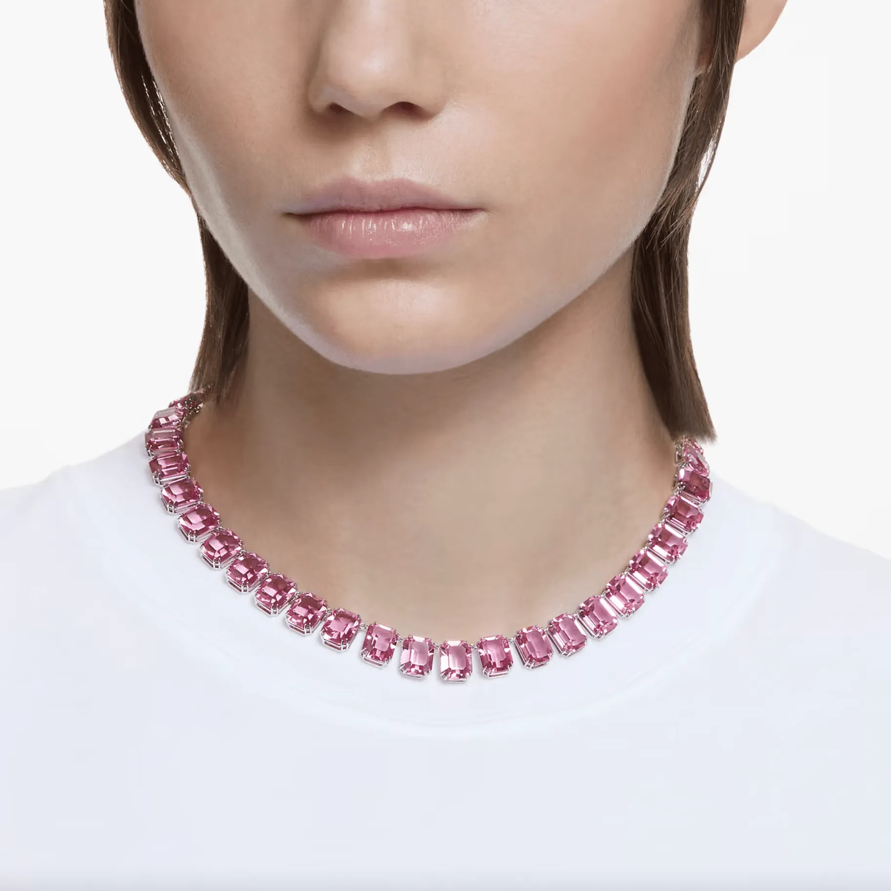 SWAROVSKI 5608807 Millenia necklace Octagon cut, Pink, Rhodium plated 