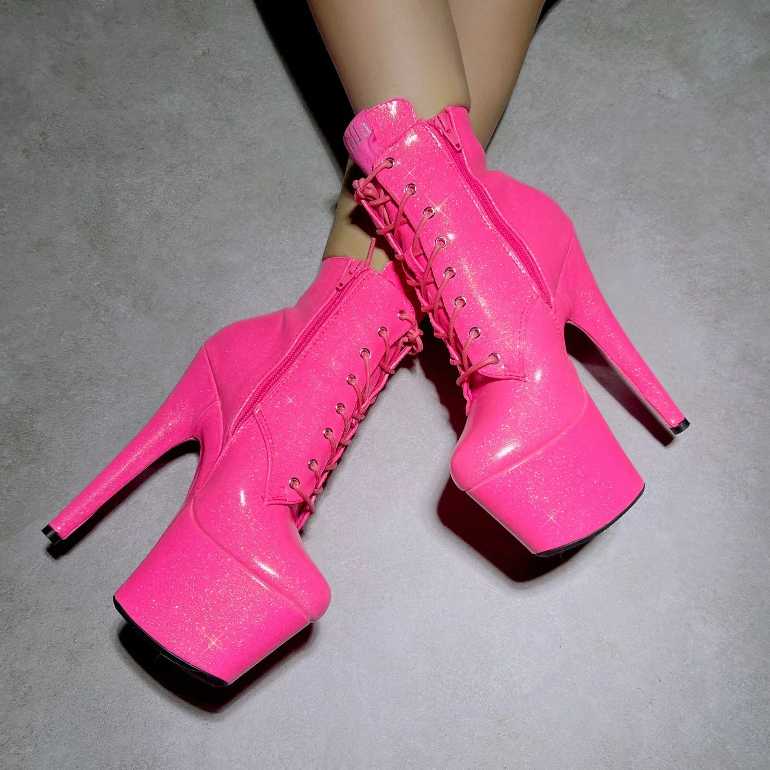 The Glitterati Ankle Boot - Juicy Pink Burst - 7 INCH