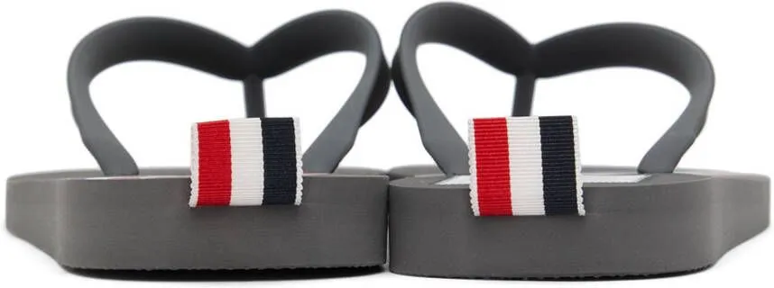 Thom Browne Grey RWB Stripe Flip Flops