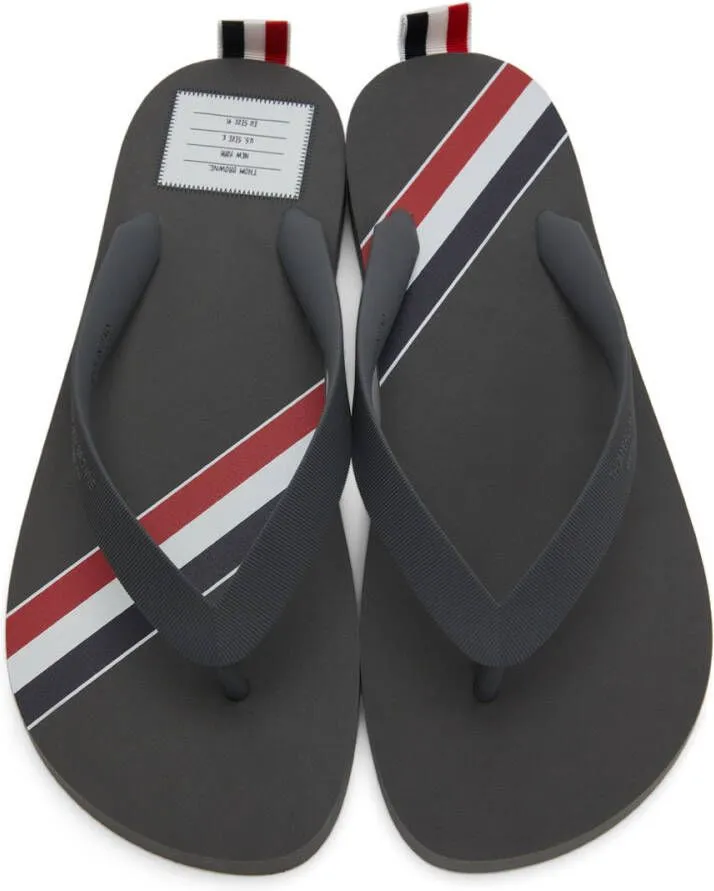 Thom Browne Grey RWB Stripe Flip Flops