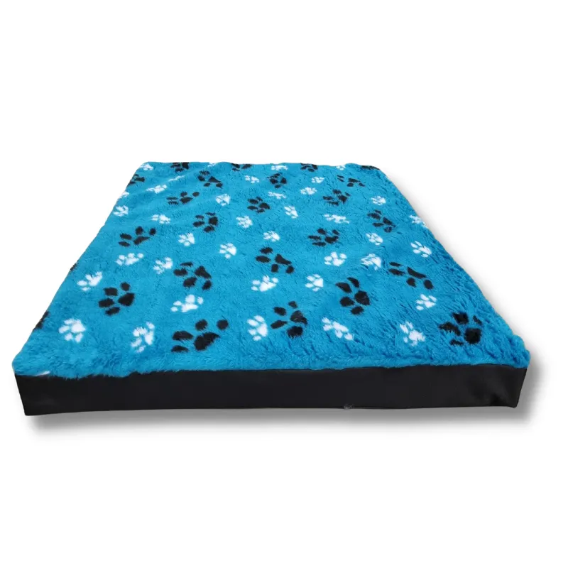 Topmast Blokkussen Hondenmatras 80 x 55 x 10 cm Vetfleece Turquoise voetprint