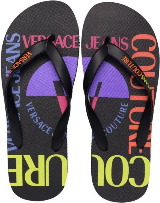 Versace Jeans Couture logo-embossed flip-flops Black