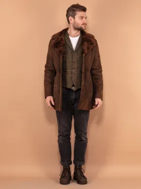 Vintage 70's Men Sheepskin Coat in Brown