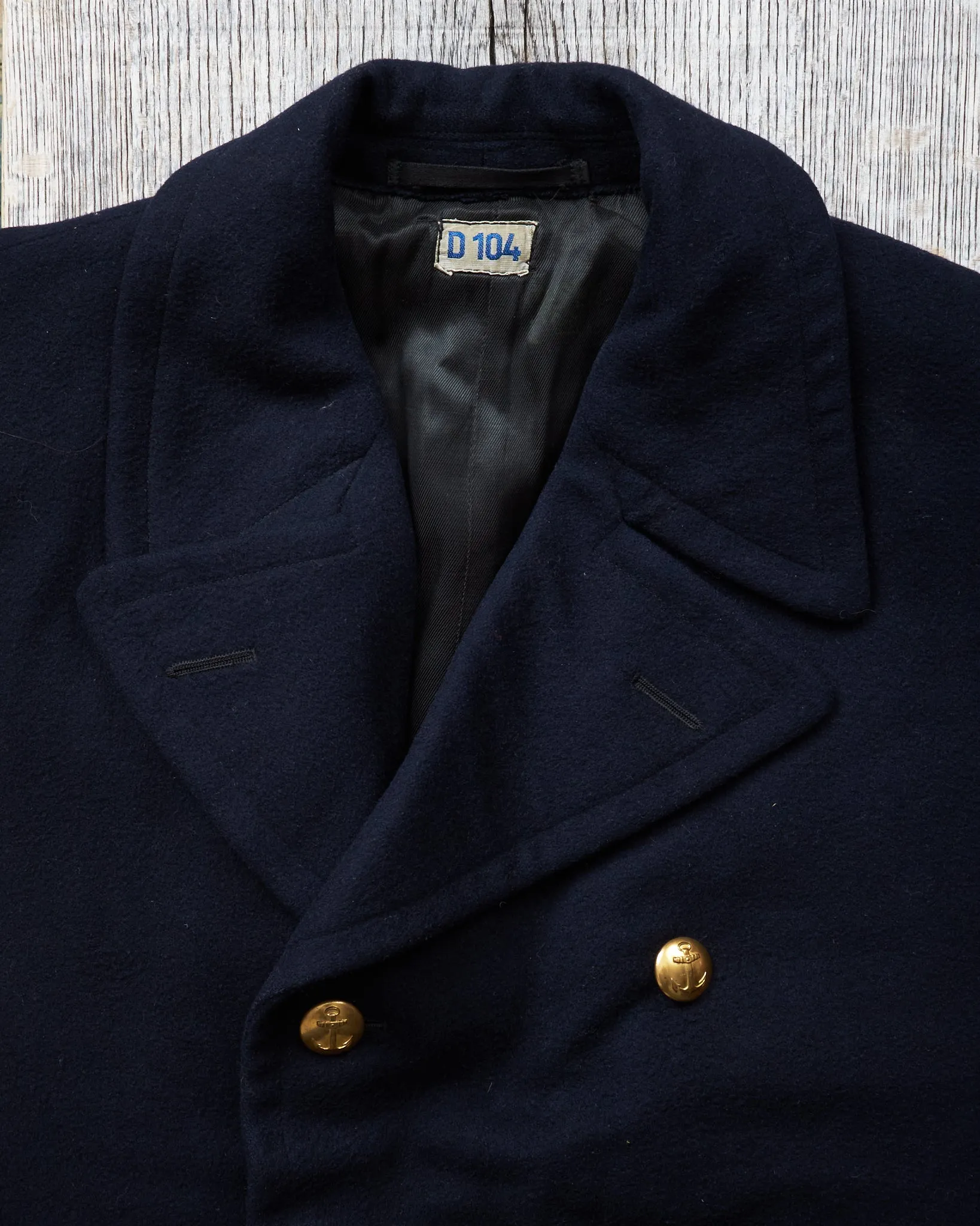 Vintage Swedish Navy Wool Coat Size D 104