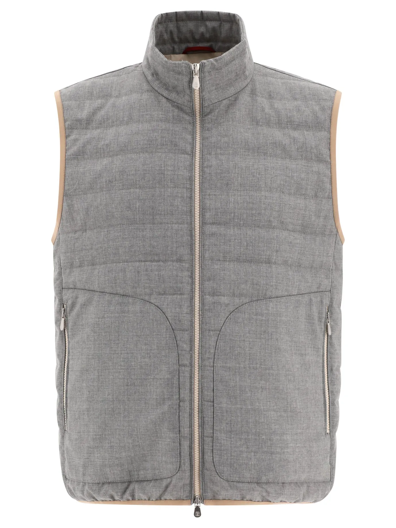 Virgin Wool Fresco Lightweight Down Vest Jackets Grey