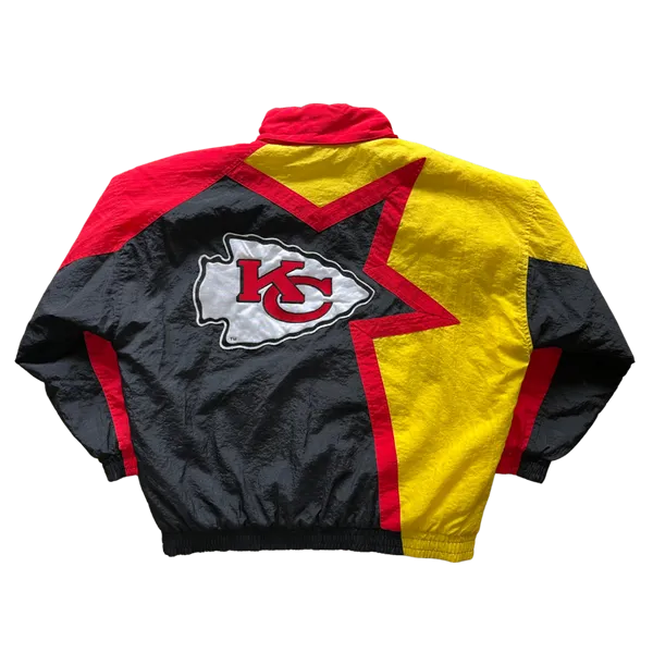 WESTSIDE STOREY VINTAGE | VINTAGE 90S APEX COLLISION KC CHIEFS PUFFER JACKET - BLACK/ RED/YELLOW