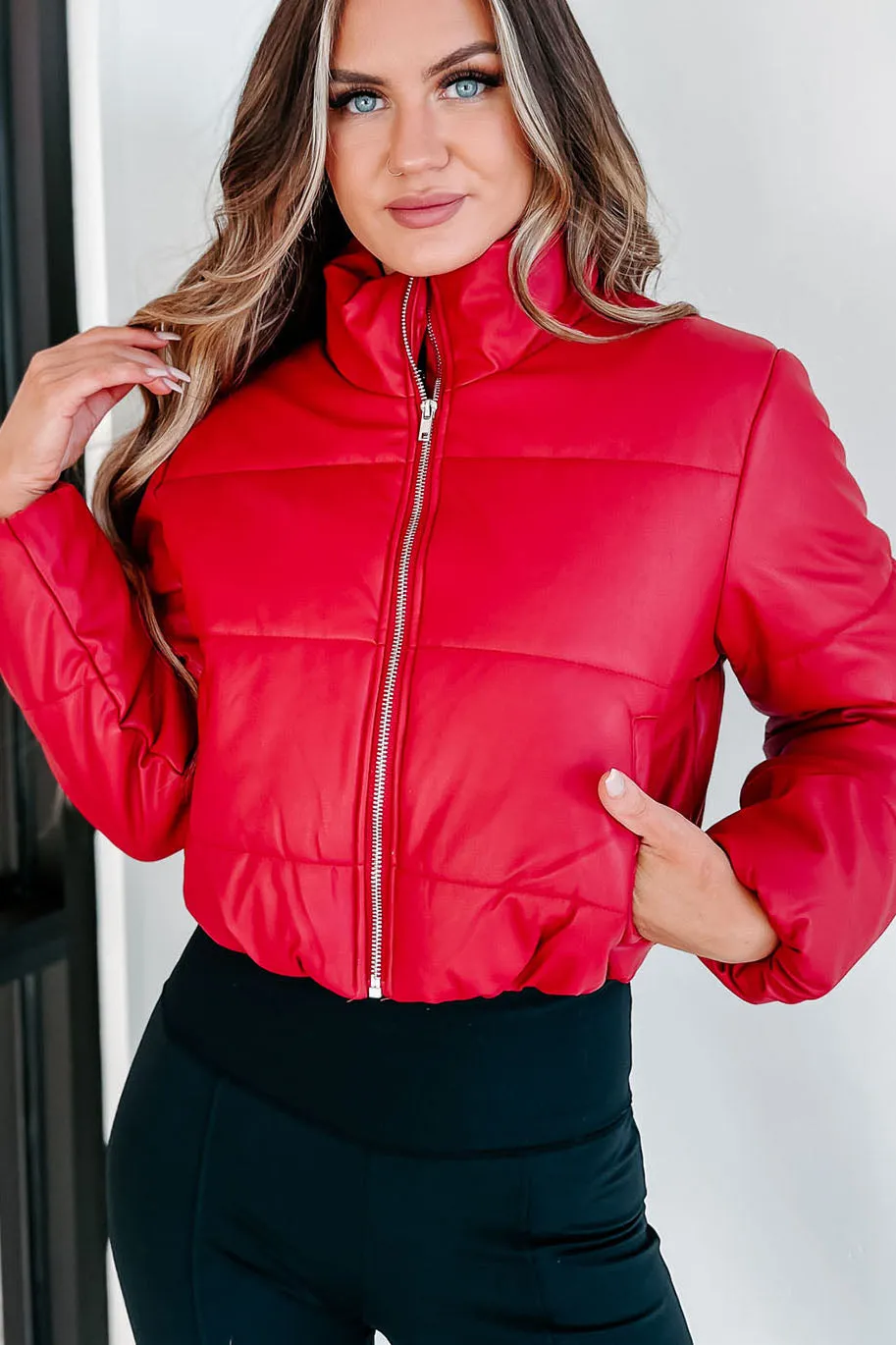 Where It All Ends Cropped Puffer Jacket (Red)