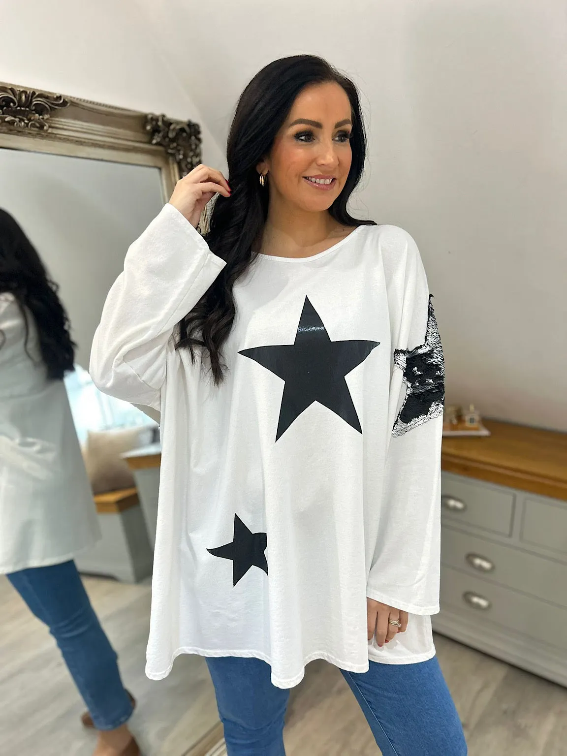 White Multi Star Top Sally