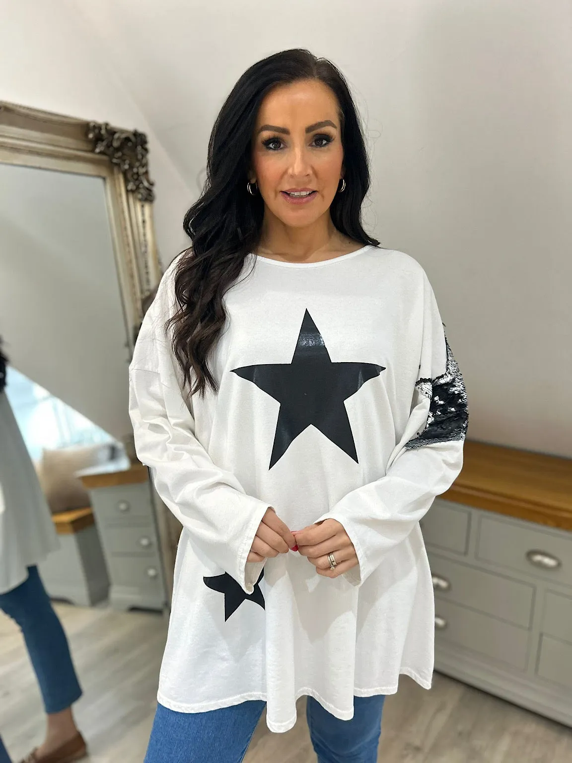 White Multi Star Top Sally