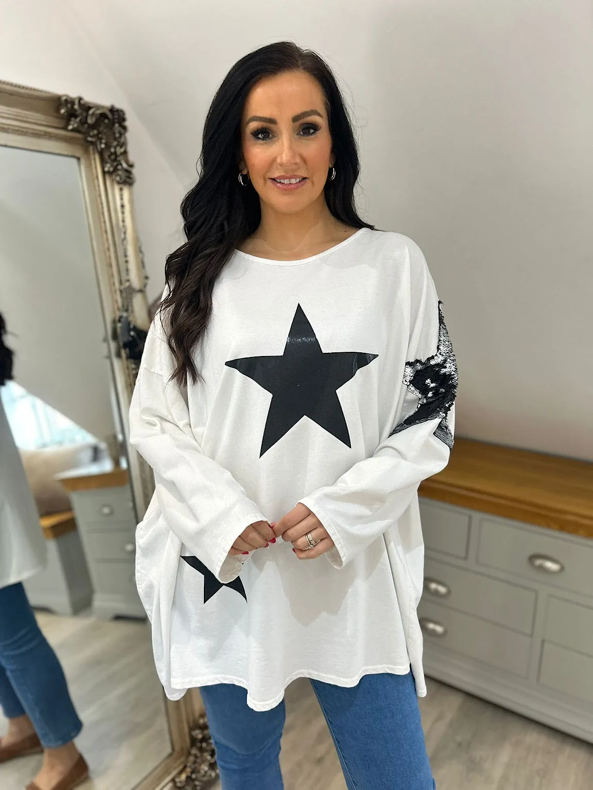 White Multi Star Top Sally