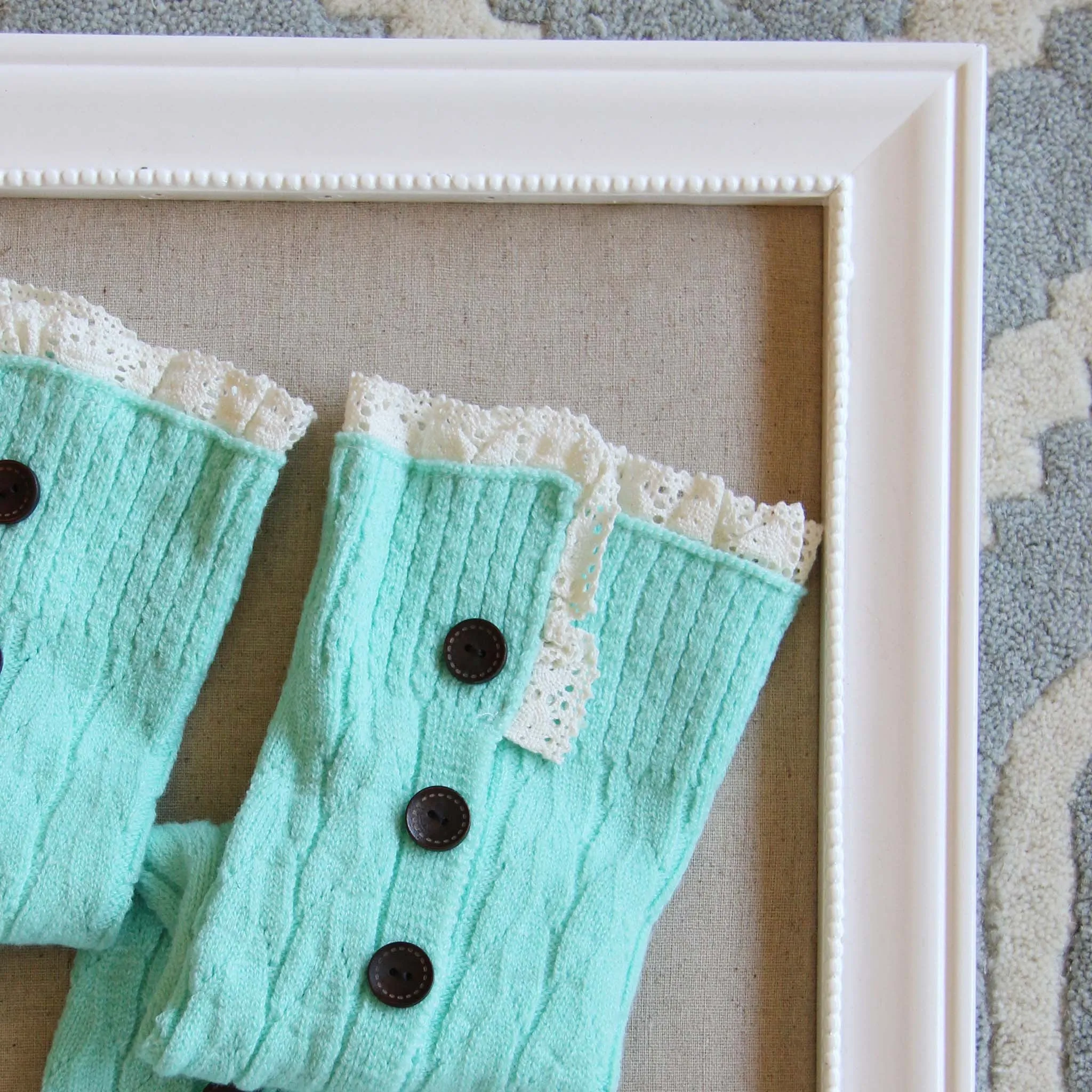 Winter Lace Boot Socks in Mint