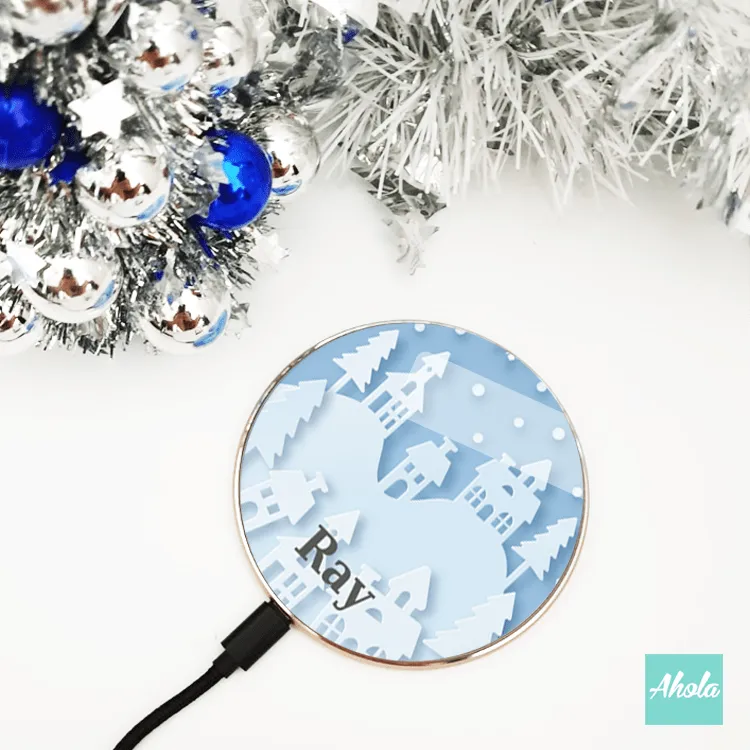 【Winter Scene】15W Ultra thin FastWireless Charger Pad 冬天景色名字無線差電板