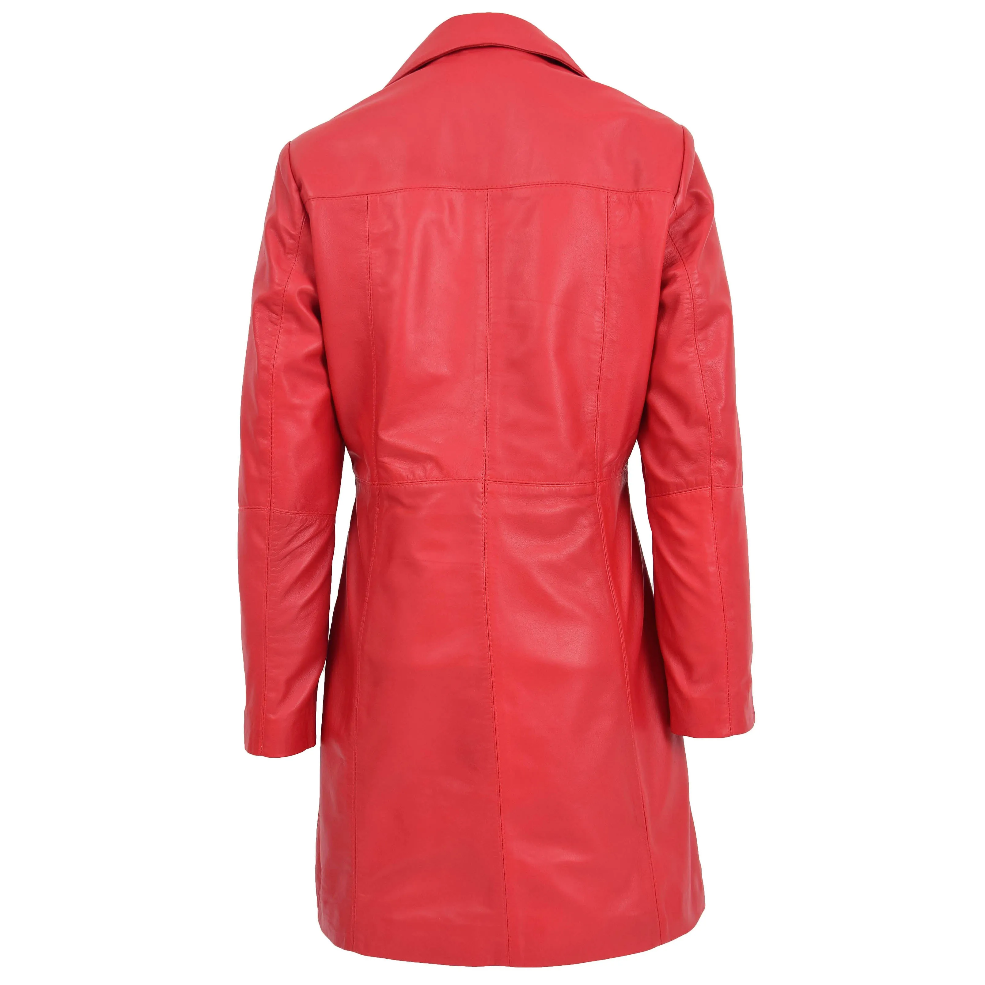 Womens 3/4 Length Soft Leather Classic Coat Macey Red